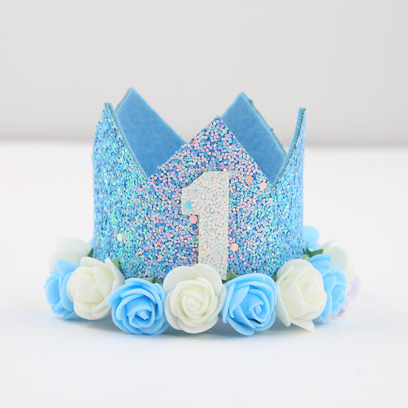 First birthday crown blue