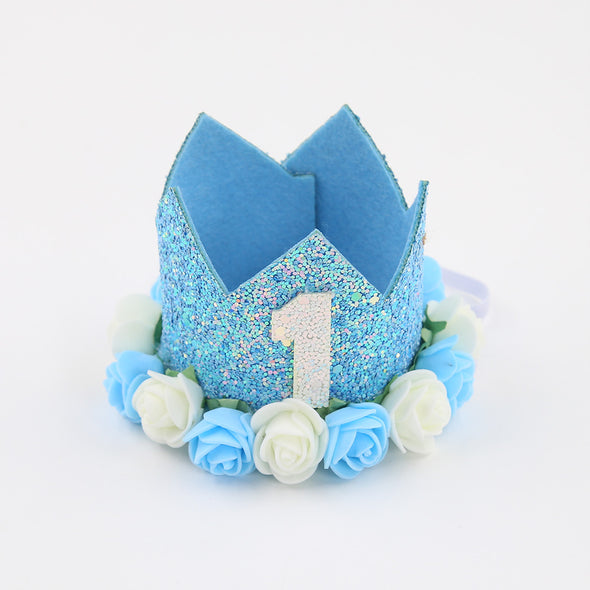 First birthday crown blue