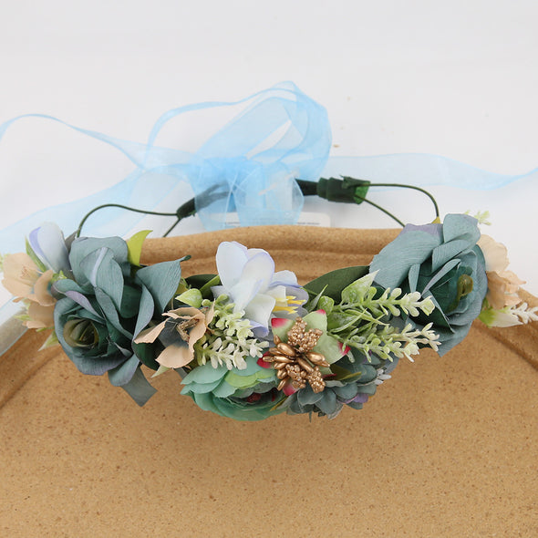 Rosy flower wreath crown