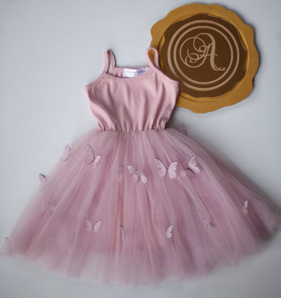 Aliya butterfly dress dusty pink