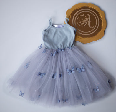 Aliya butterfly dress dusty blue