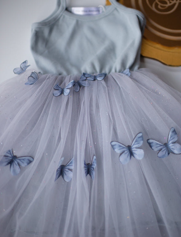 Aliya butterfly dress dusty blue