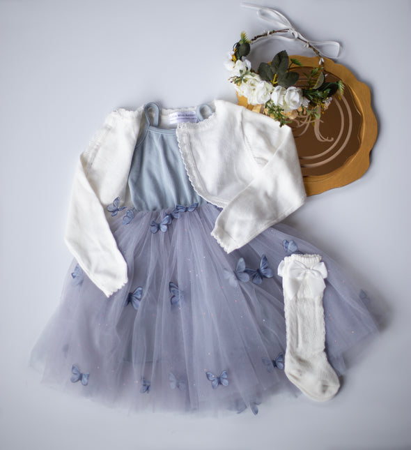 Aliya butterfly dress dusty blue