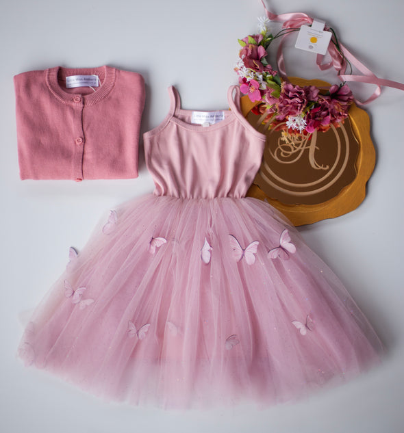Aliya butterfly dress dusty pink