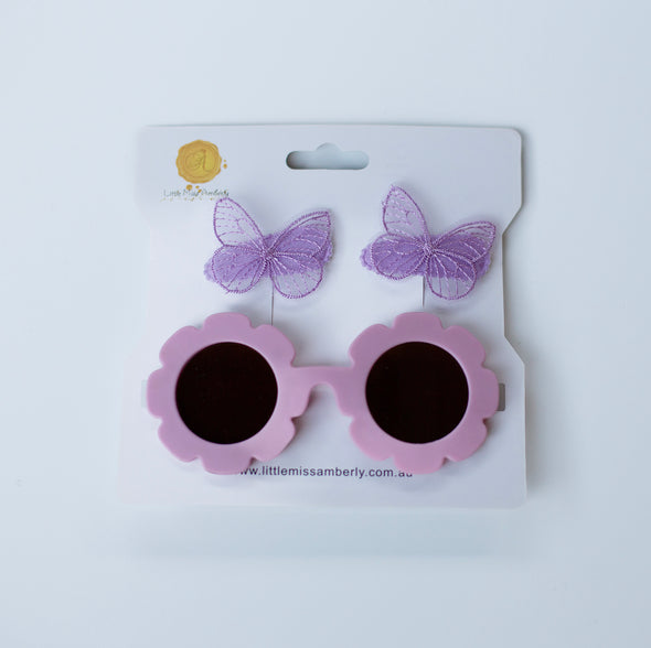 Daisy butterfly sunglasses set