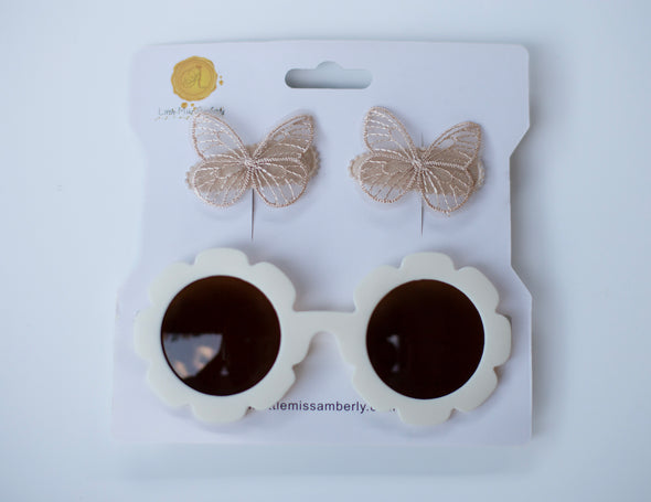 Daisy butterfly sunglasses set
