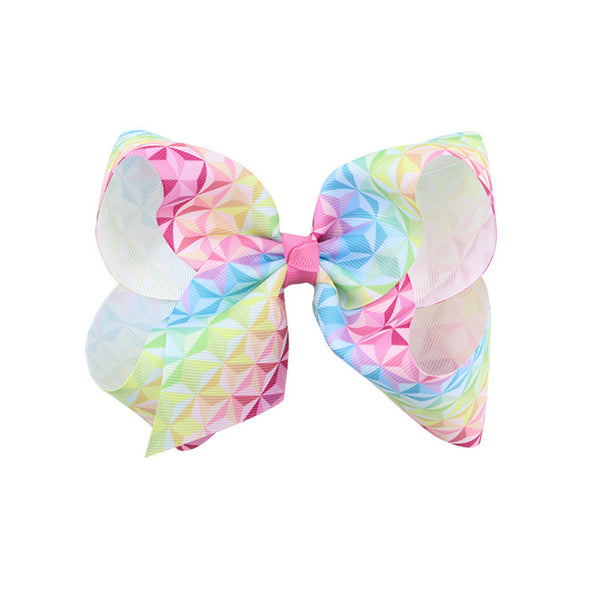 6 inches rainbow bow clips