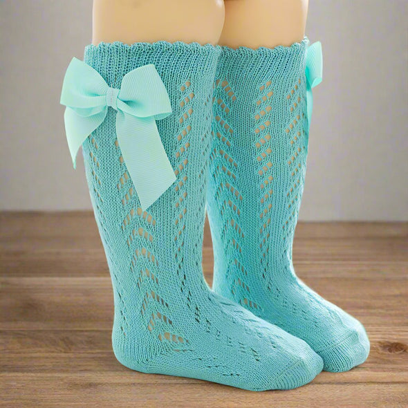 Luna aqua blue knee high socks