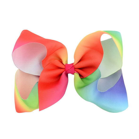 6 inches rainbow bow clips