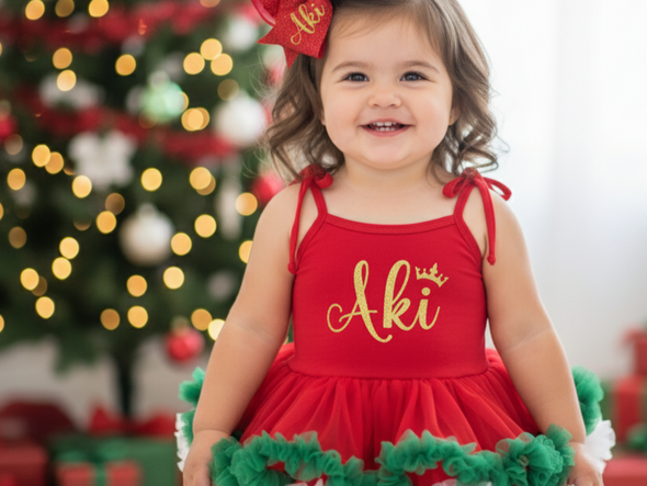 Personalised ruby red petti dress