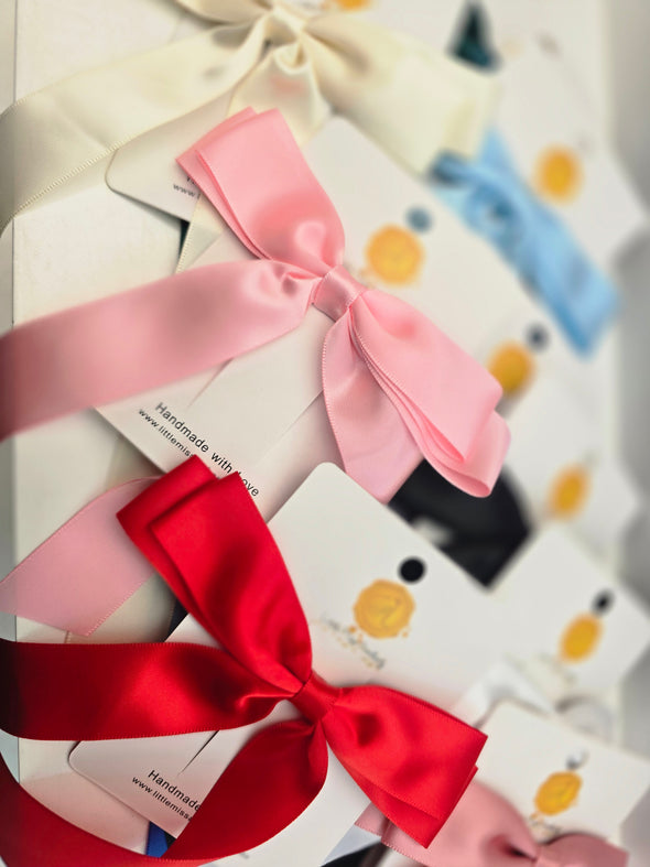 Melina long tailed ribbon bow clips