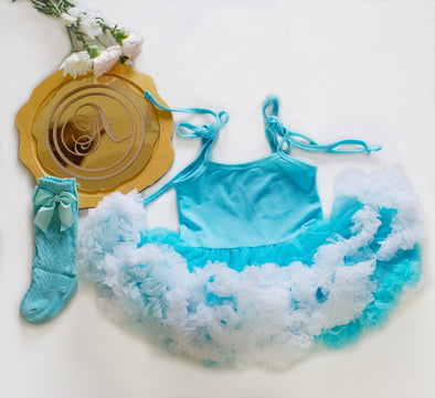 Aqua/blue pettidress set