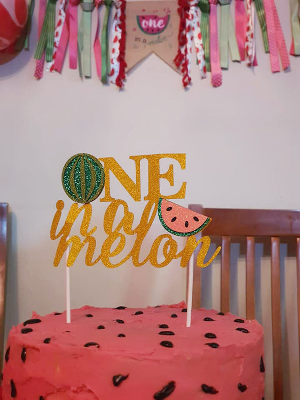 Watermelon one in a melon first birthday banner pack