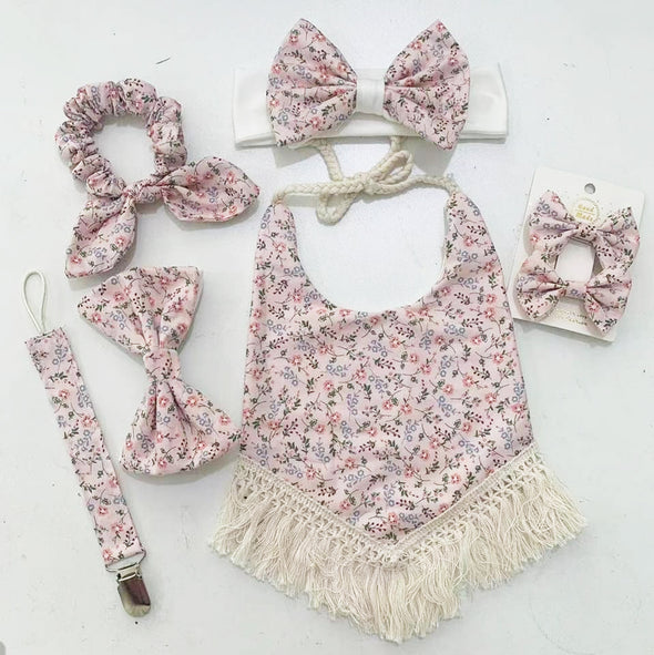 Avery floral boho bibs and headband set