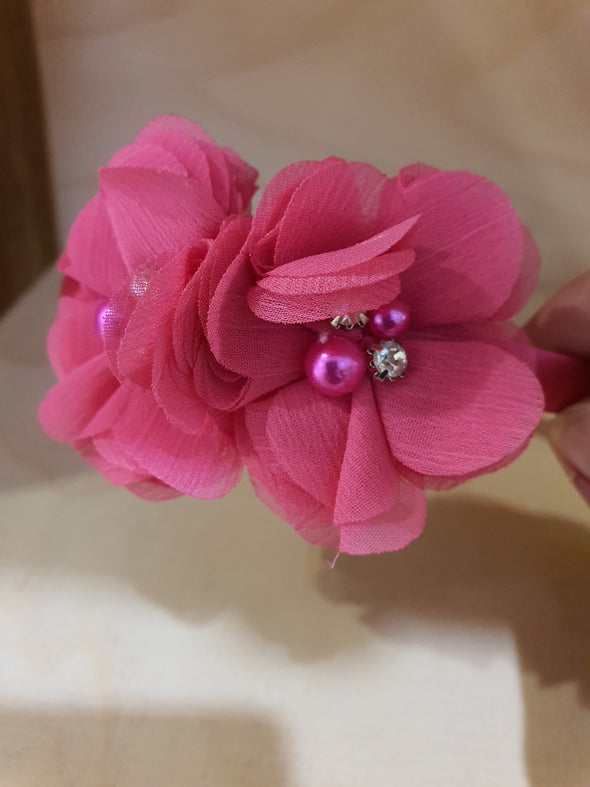 Mandy two Chiffon flowers acrylic headband