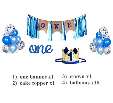Blue first birthday party set