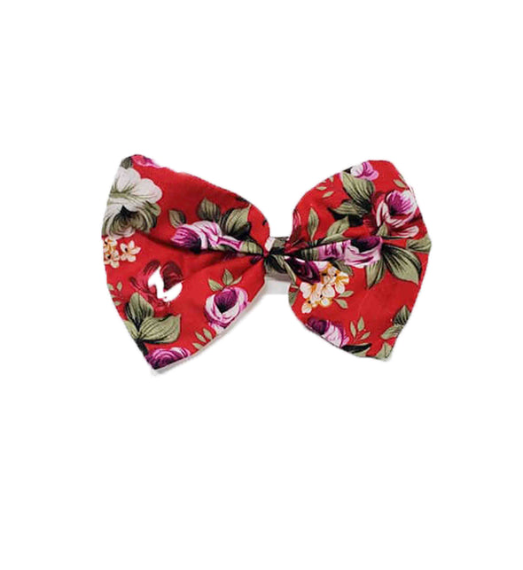 Red floral bow clip