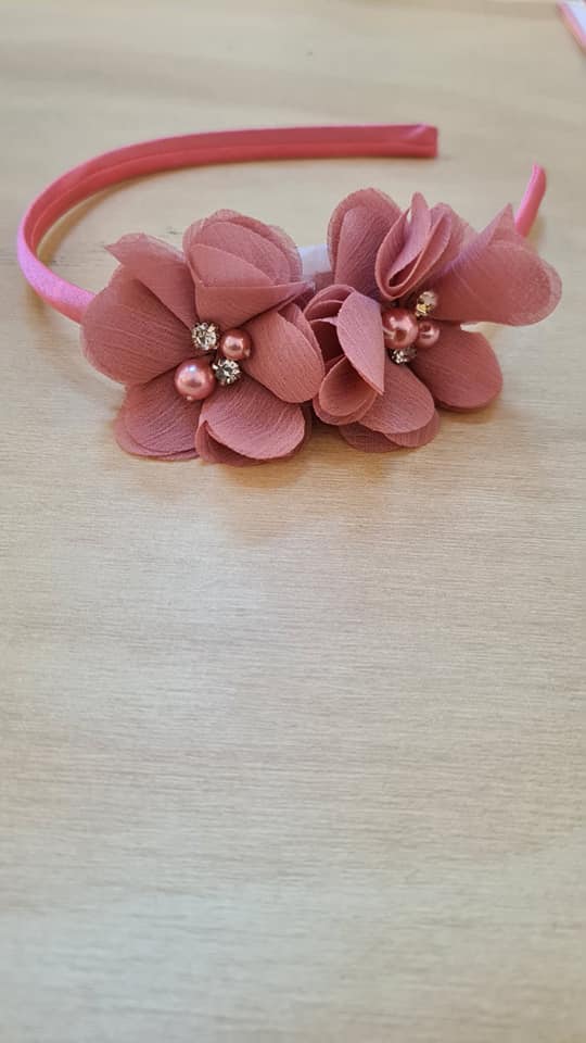 Mandy two Chiffon flowers acrylic headband