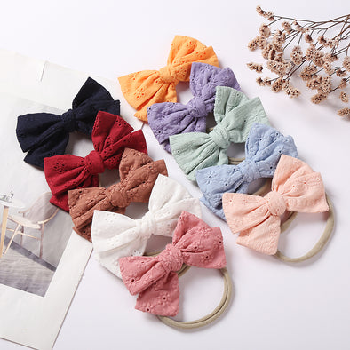 Rose Broderie nylon bow headband