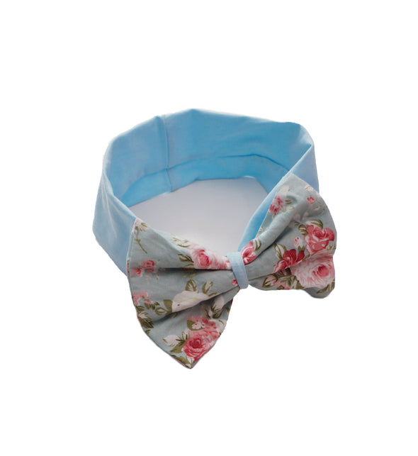 Mint floral layered bow headband