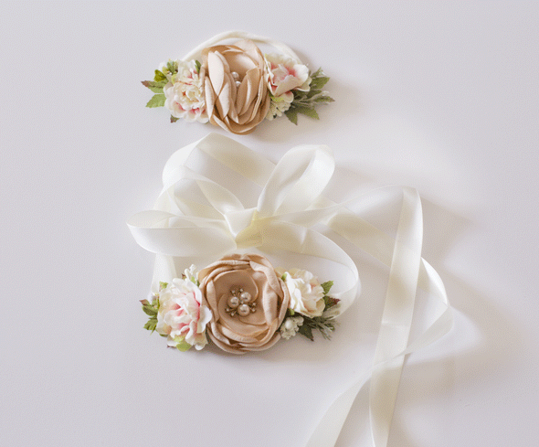 Peach vintage headband sash/headband/set