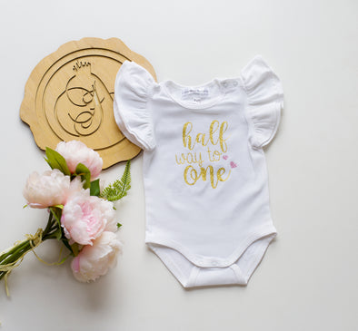 half birthday customised romper