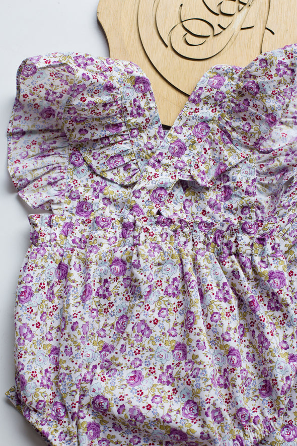 Cindy purple floral romper/dress