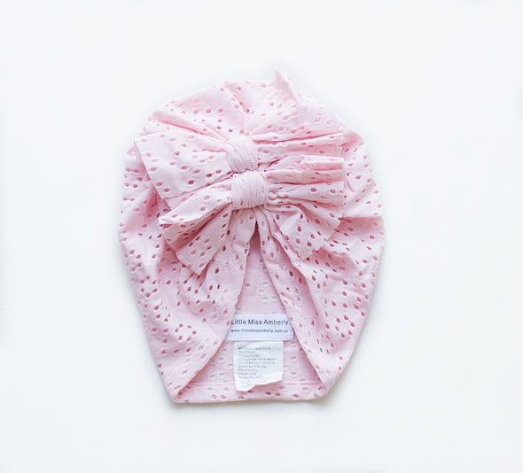 Double knotted pink summer/spring turban