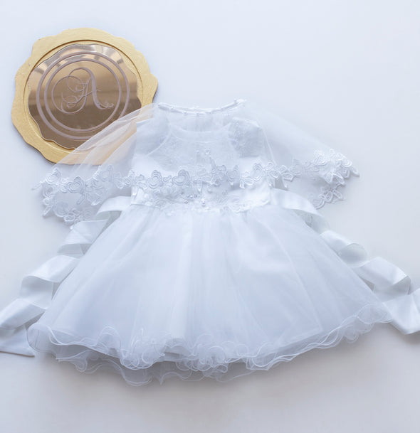 Harlow poncho christening dress set