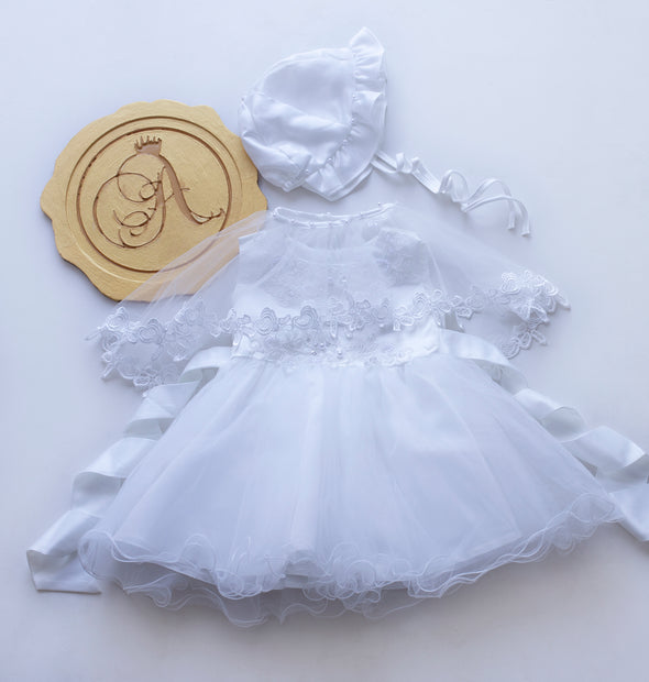 Harlow poncho christening dress set