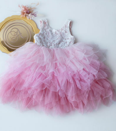 Nicolina girls pink dress