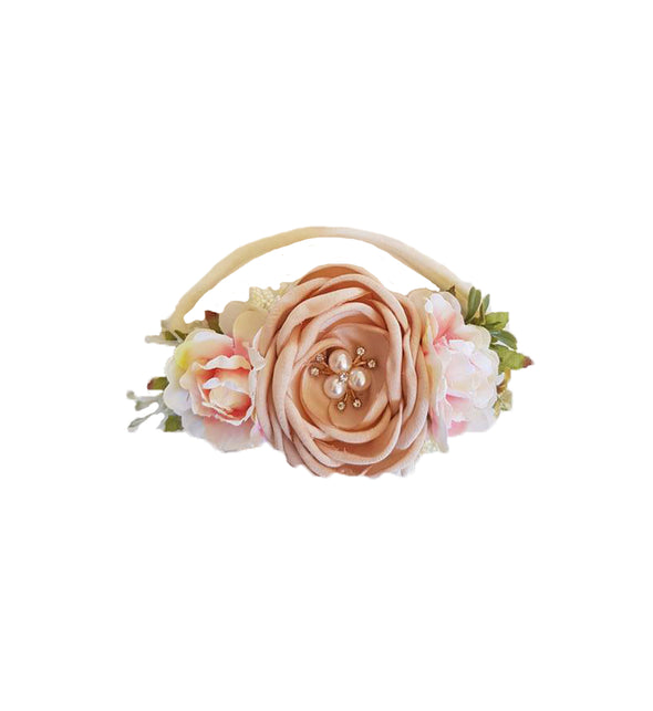 Peach vintage headband sash/headband/set