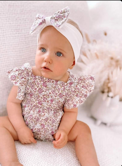 Cindy purple floral romper/dress