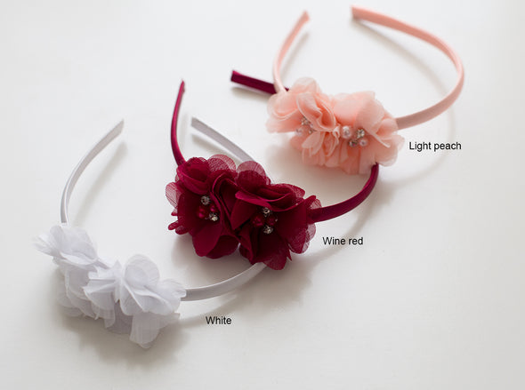 Mandy two Chiffon flowers acrylic headband