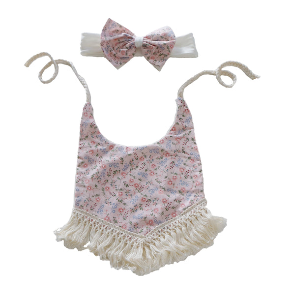 Avery floral boho bibs and headband set