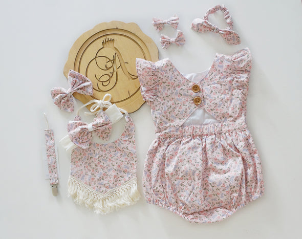 Avery floral boho bibs and headband set