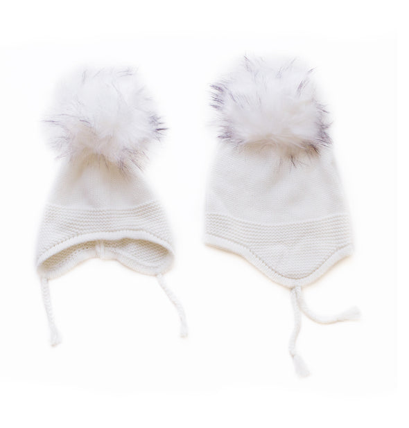 Pompom beanie coconut white