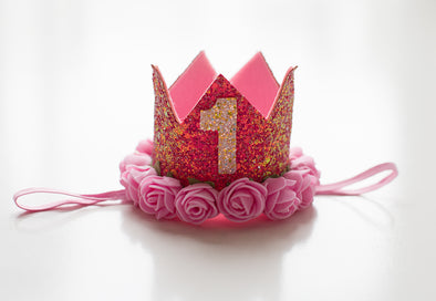 Dark dusty pink glitter crown headband