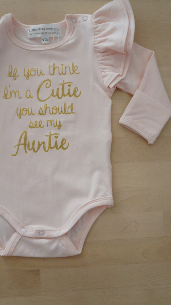 Cutie auntie flutter romper/top pale peachy pink