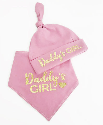 Daddy's girl beanie and bibs set