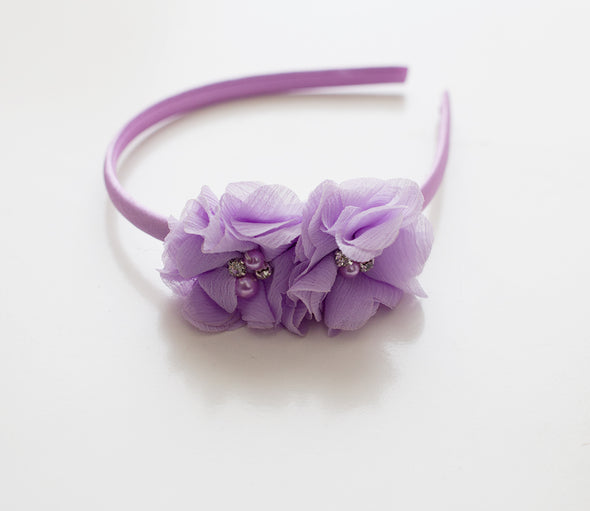 Mandy two Chiffon flowers acrylic headband