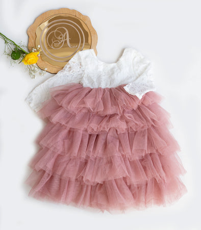 Nicolina white/dusty xl tutu dress