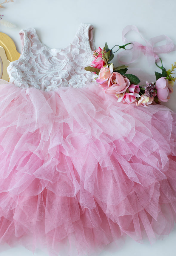 Nicolina girls pink dress