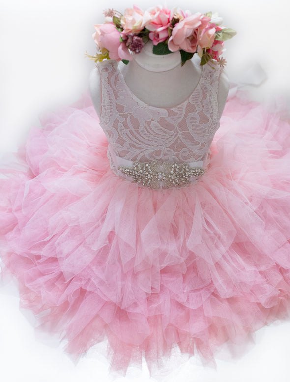 Nicolina girls pink dress