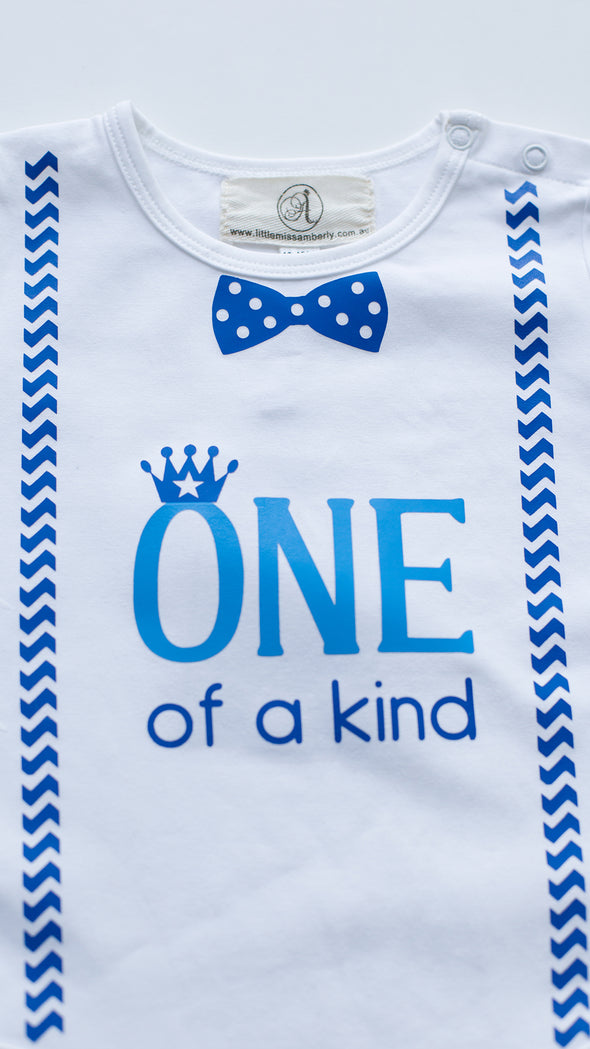 One of a kind boys first birthday romper
