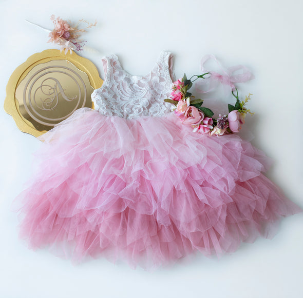 Nicolina girls pink dress